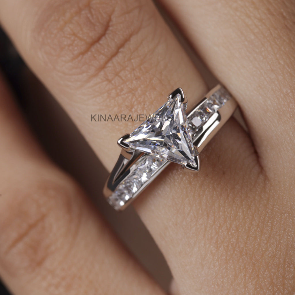 7 mm Triangle Moissanite Solitaire Ring - Kinaara Jewels3