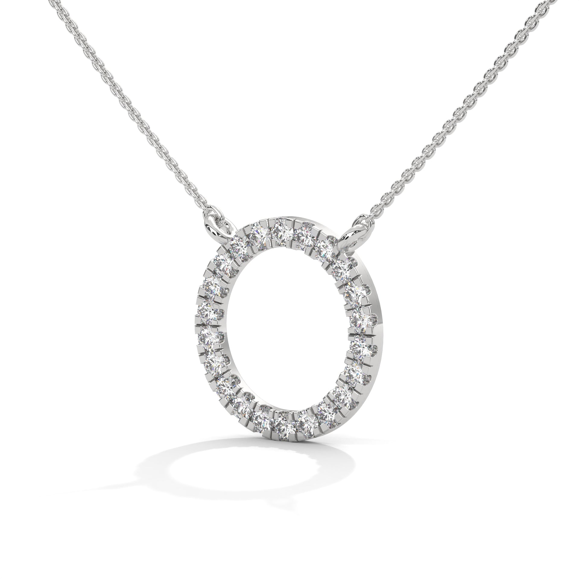 lab grown diamond circle shaped pendent