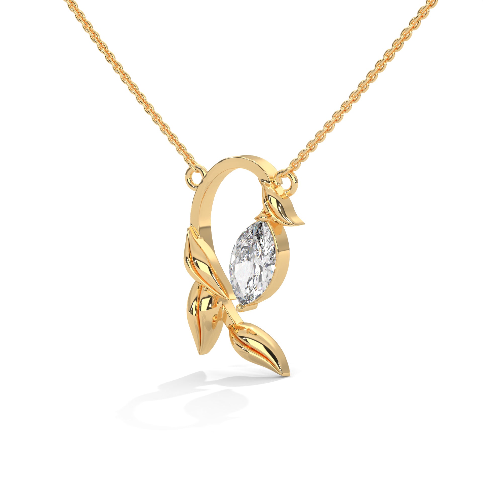 leaf design necklace with chain