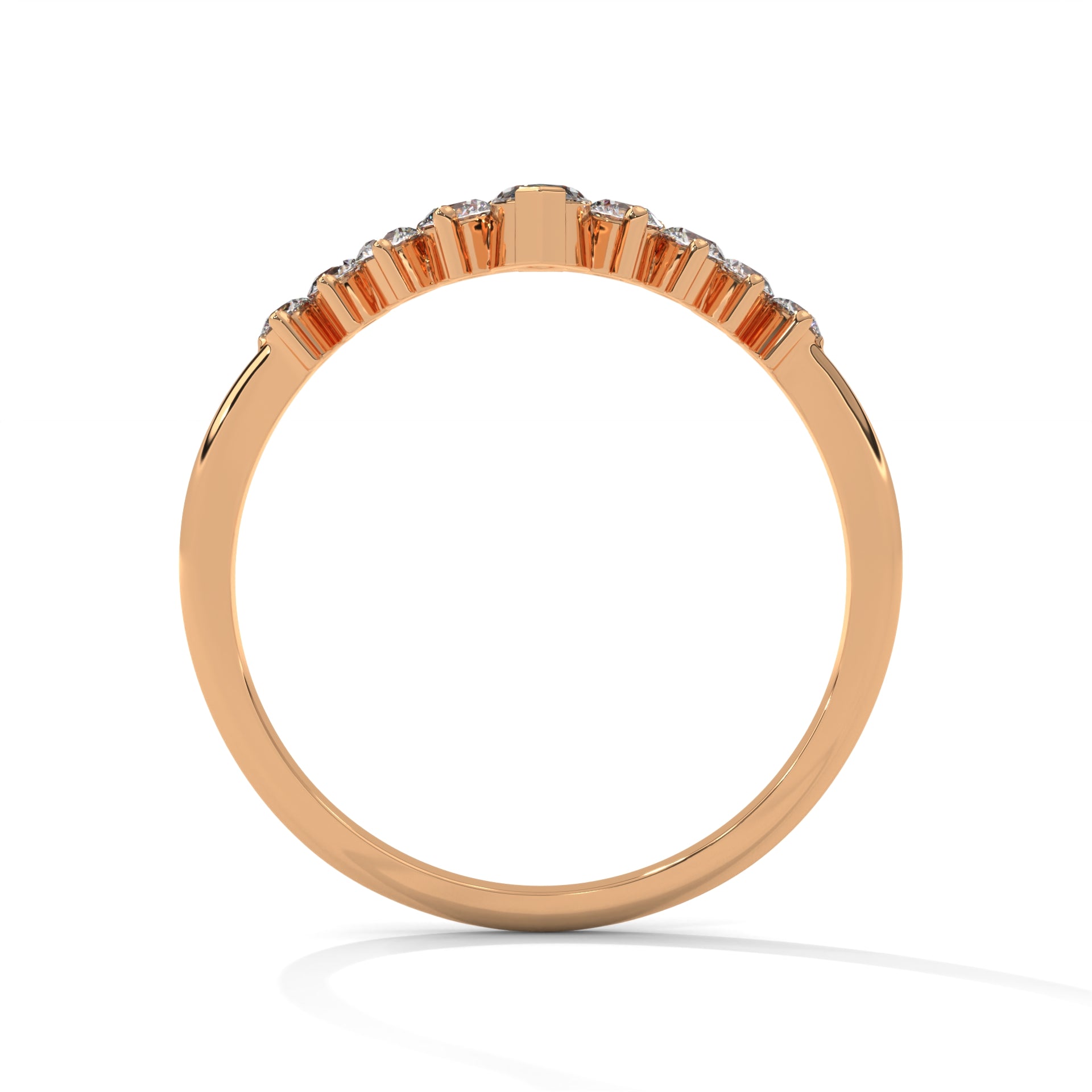 marquise_round moissanite v shaped wedding band