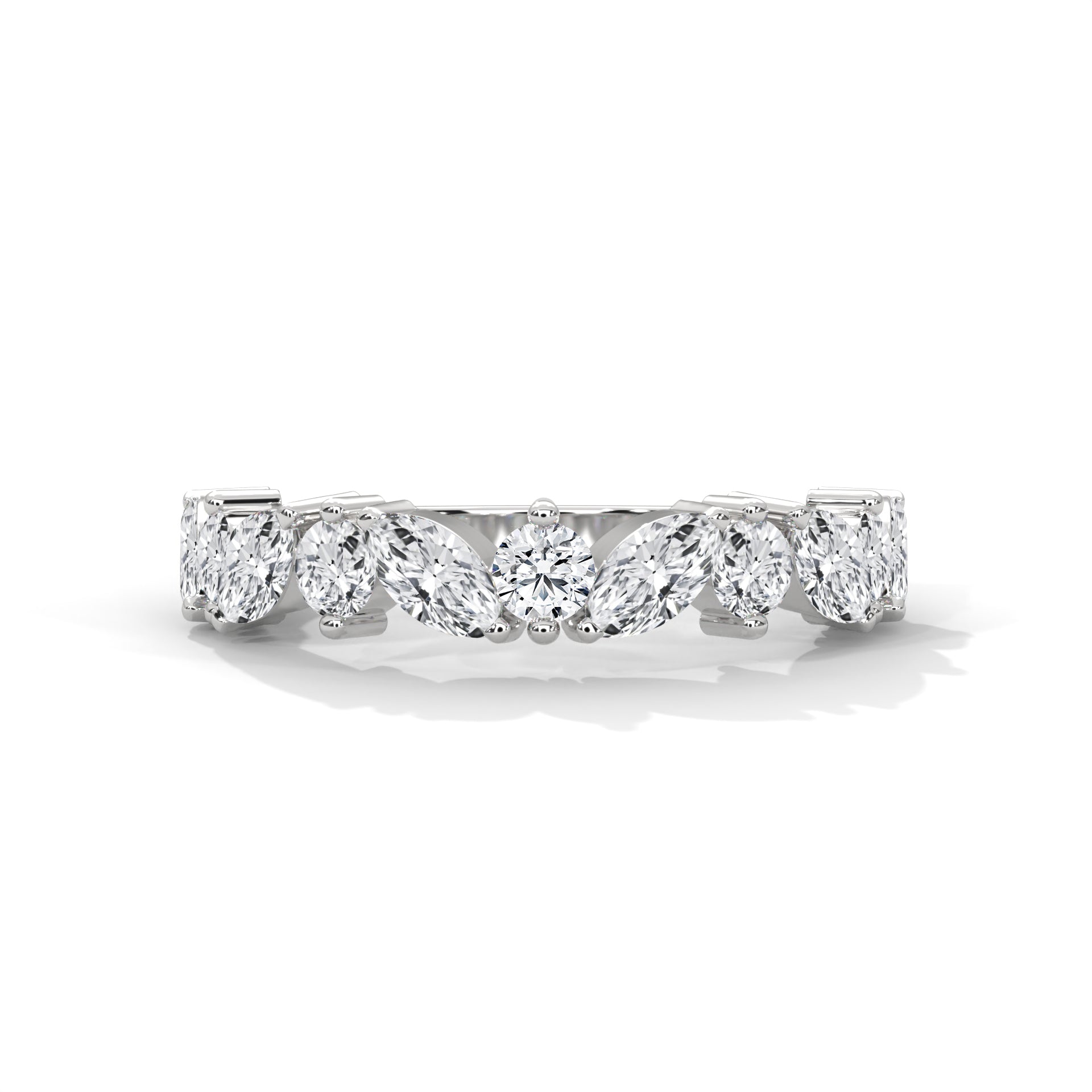 marquise cut moissanite half eternity band
