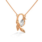 marquise lab diamond leaf design necklace with chain