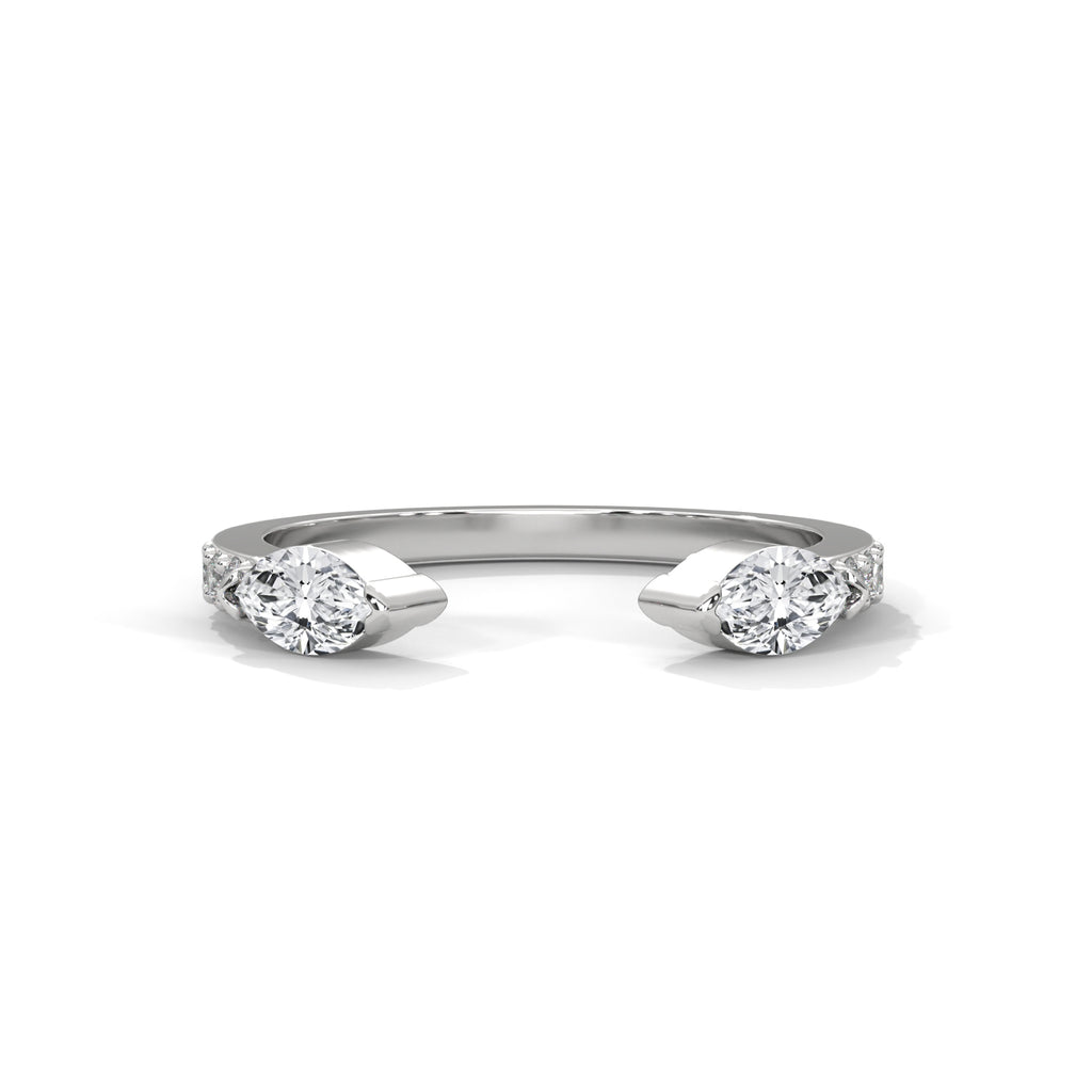 Stylish Marquise Moissanite Open Wrap Wedding Band