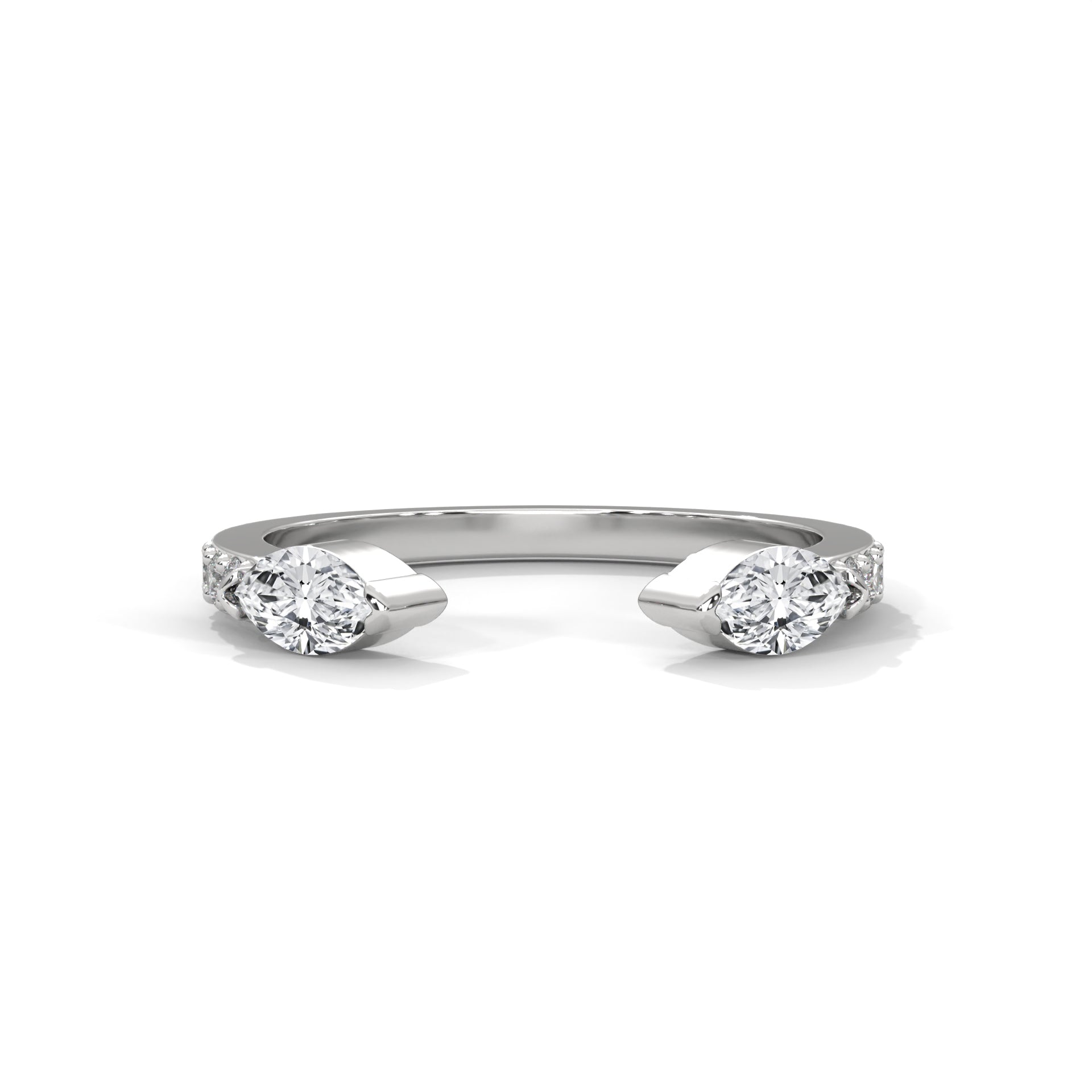 Stylish Marquise Moissanite Open Wrap Wedding Band