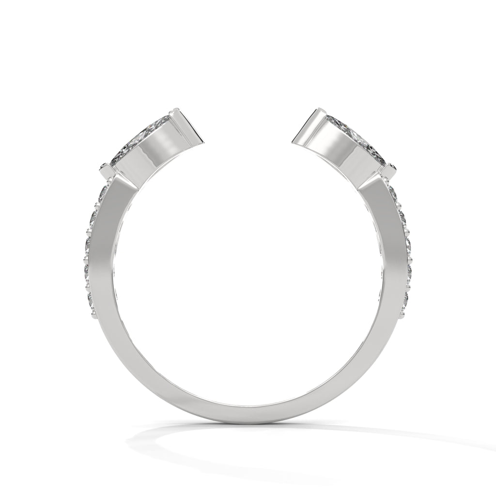 Stylish Marquise Moissanite Open Wrap Wedding Band