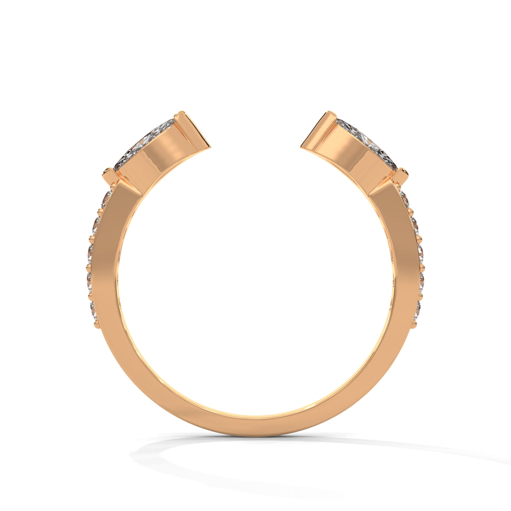 Stylish Marquise Moissanite Open Wrap Wedding Band