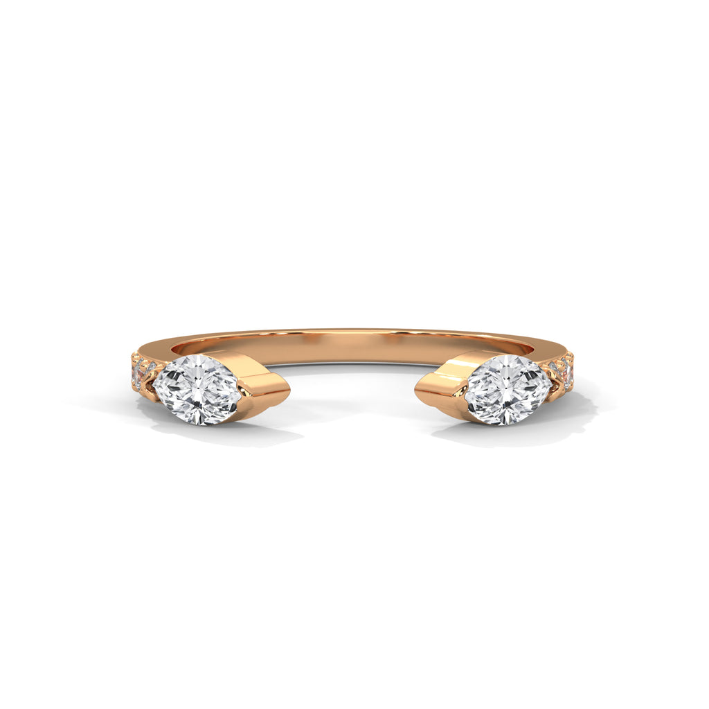 Stylish Marquise Moissanite Open Wrap Wedding Band