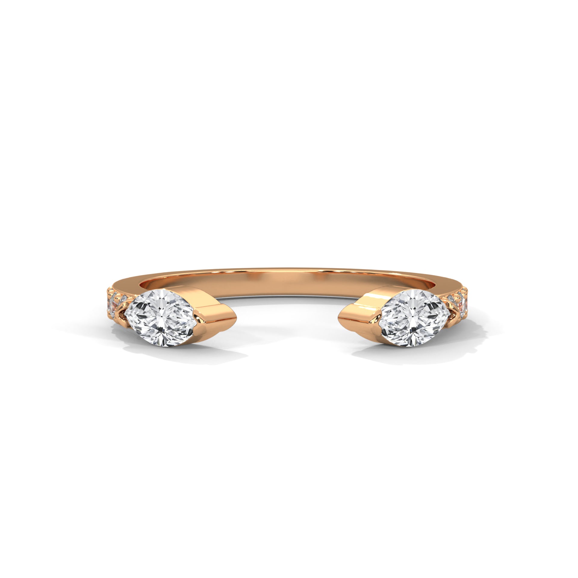 Stylish Marquise Moissanite Open Wrap Wedding Band