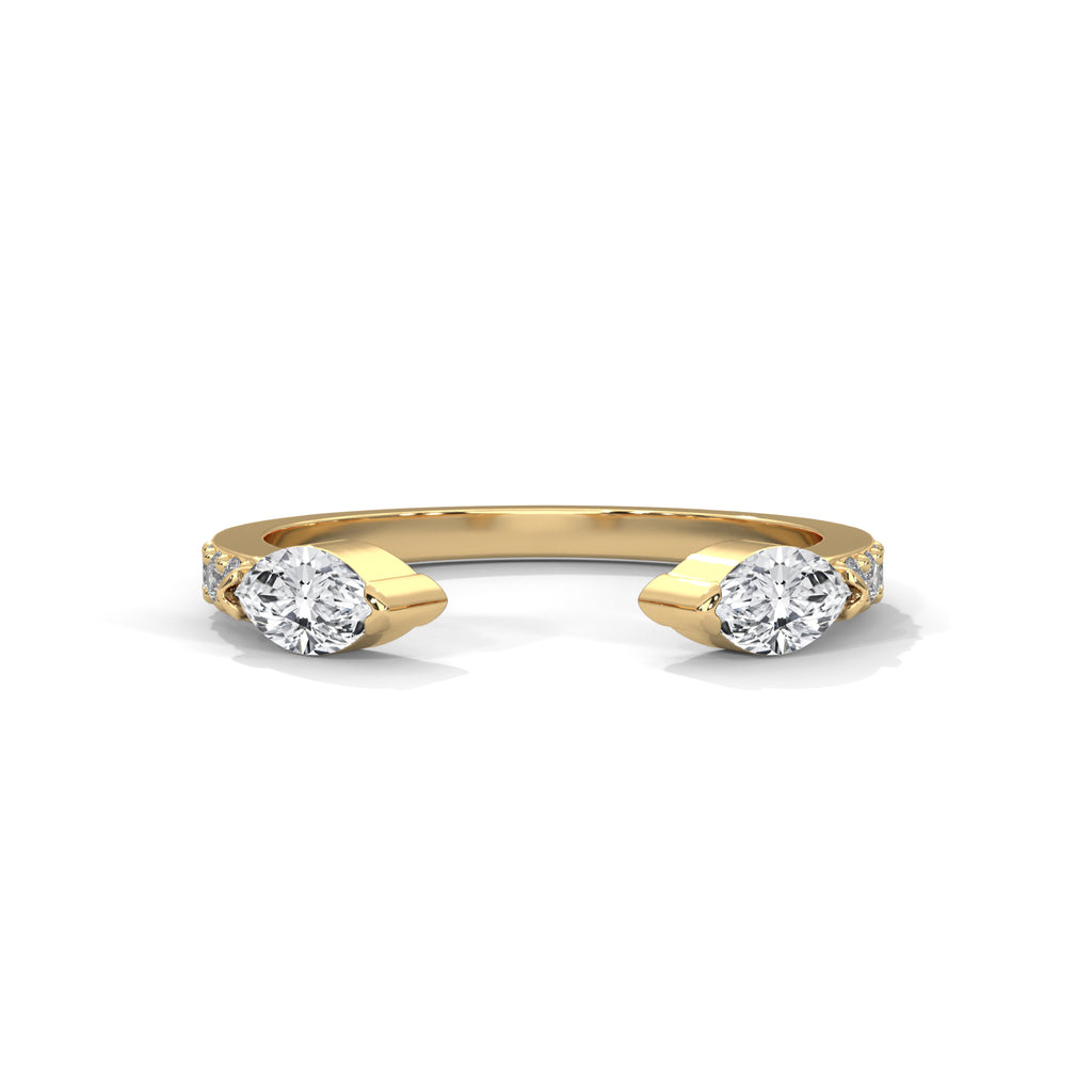 Stylish Marquise Moissanite Open Wrap Wedding Band