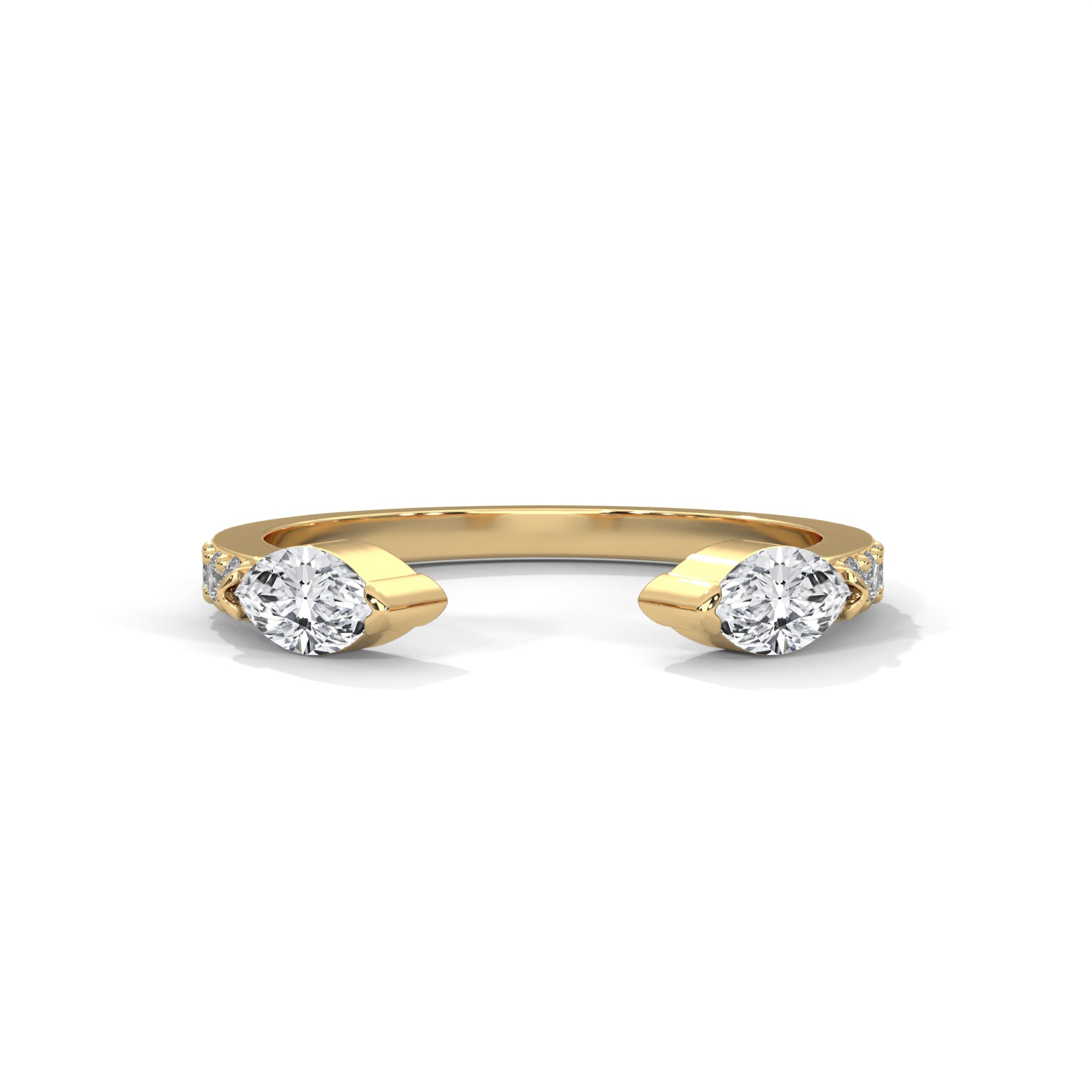 Stylish Marquise Moissanite Open Wrap Wedding Band