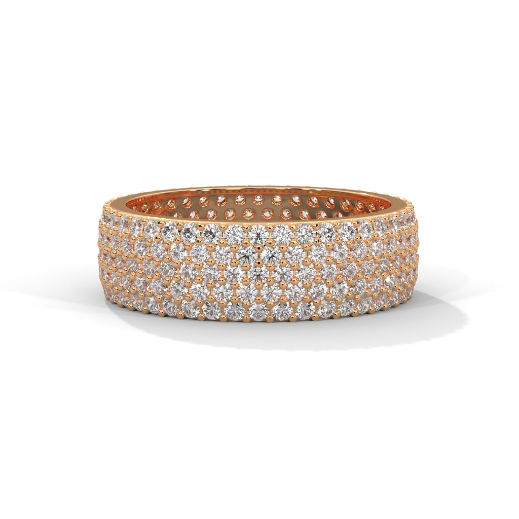 moissanite pave eternity band in rose gold