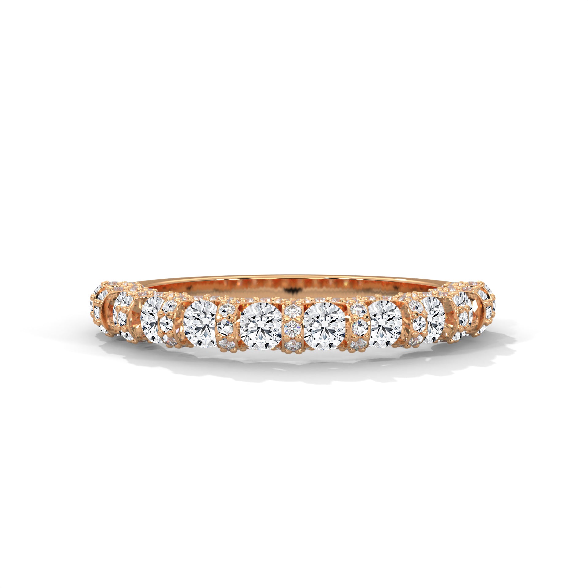 Round Shape Moissanite U-Prong Half Eternity Wedding Band