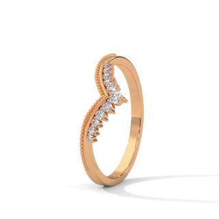 moissanite v Cut curved wedding band