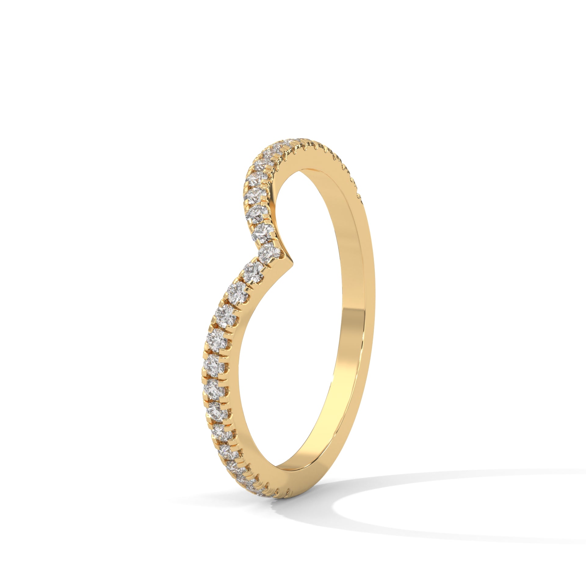 moissanite v shaped curved eternity wedding band