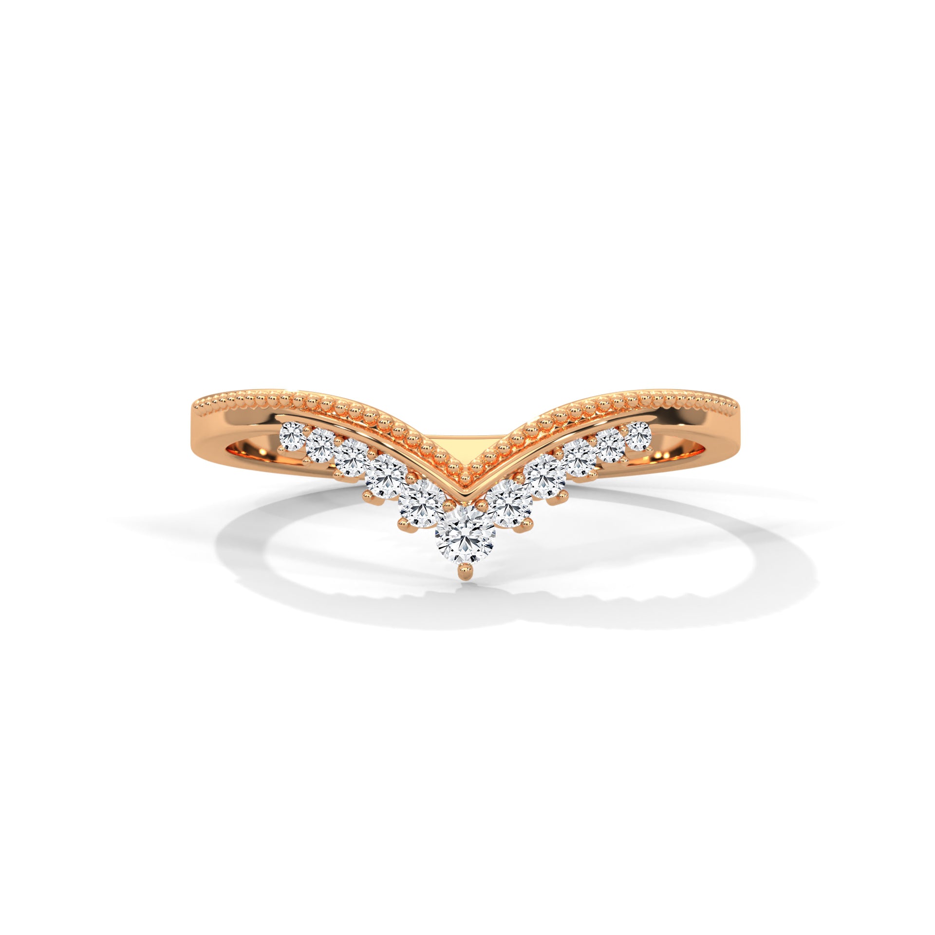 moissanite v shaped curved wedding band