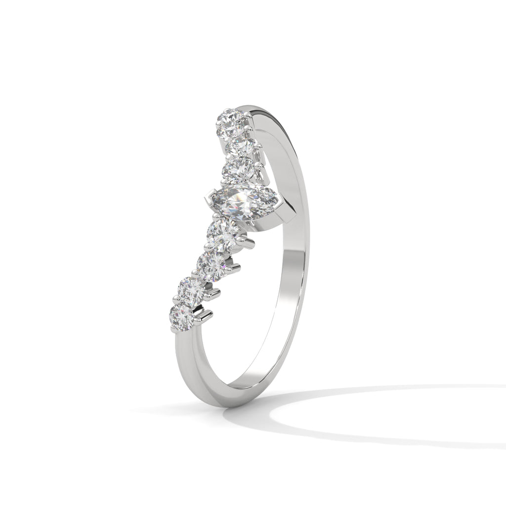 moissanite v shaped wedding band