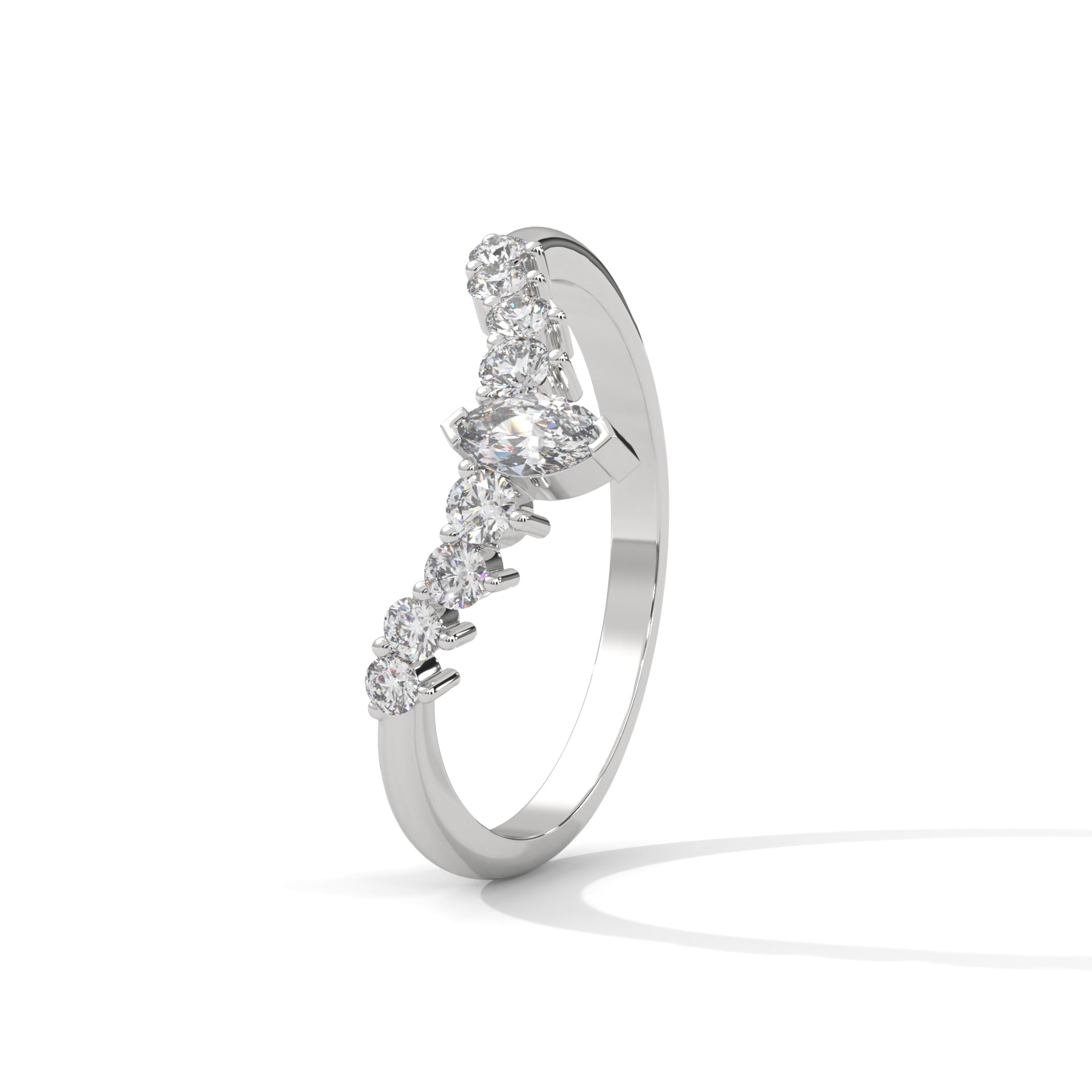 moissanite v shaped wedding band