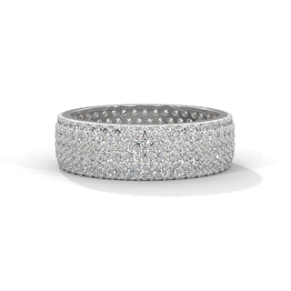multi row moissanite pave eternity ring in white gold