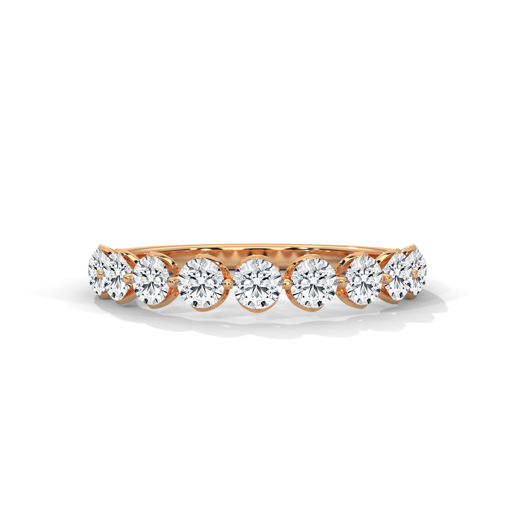 nine round moissanite half eternity band