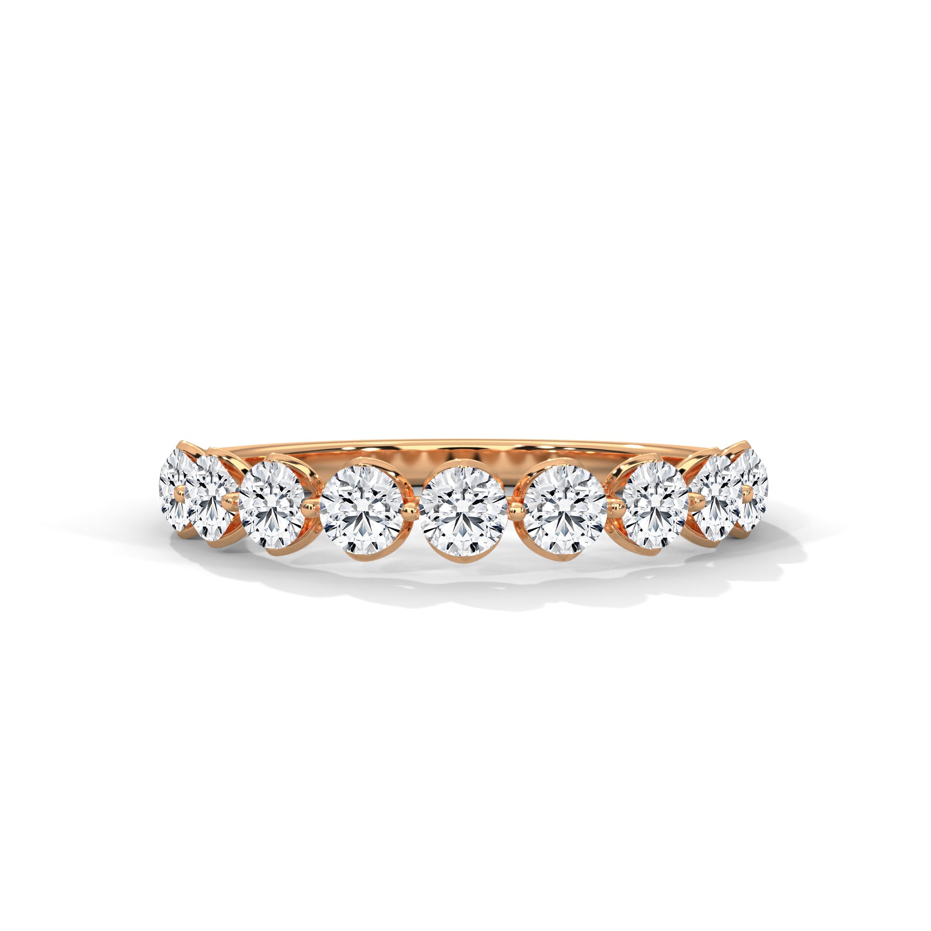nine round moissanite half eternity band