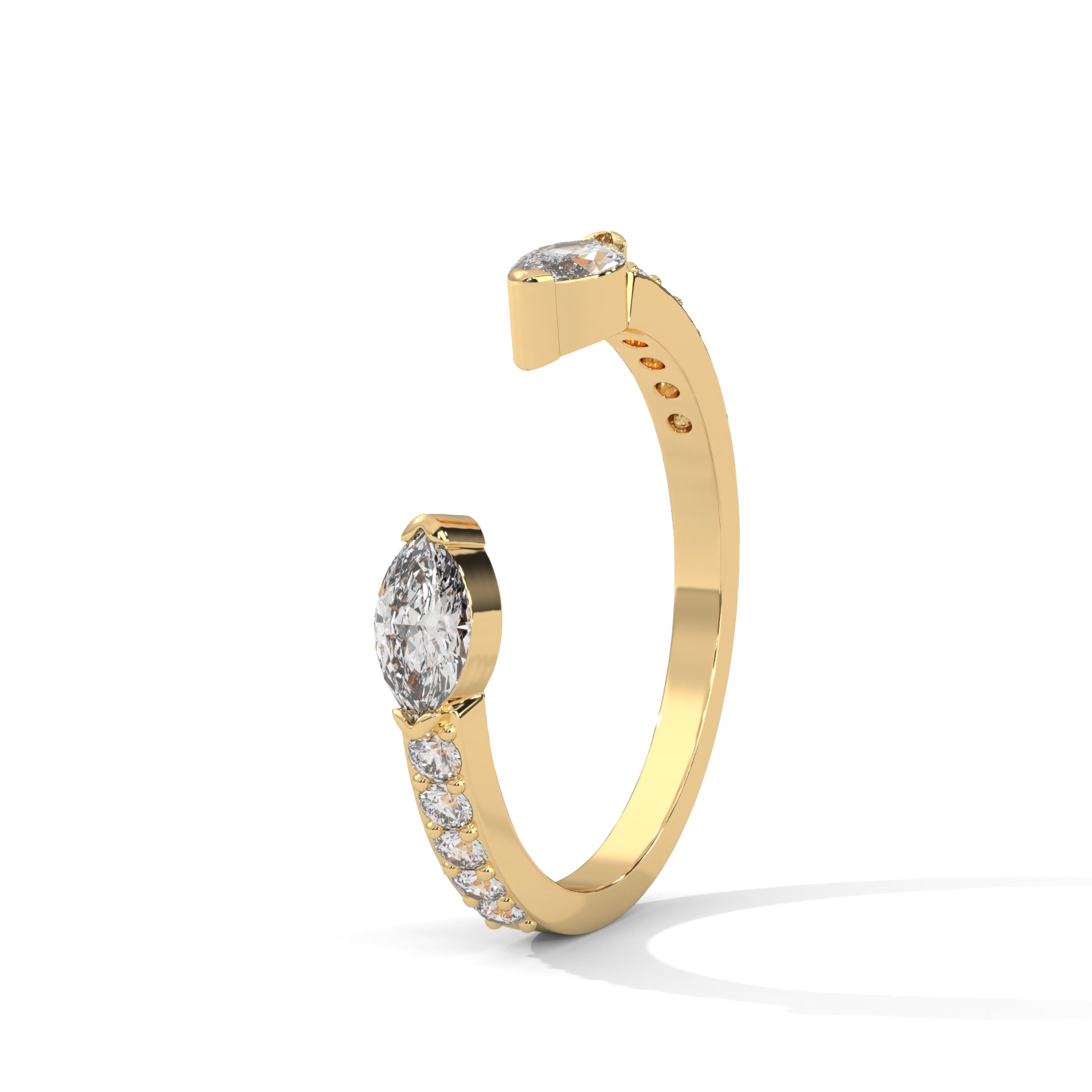 Stylish Marquise Moissanite Open Wrap Wedding Band