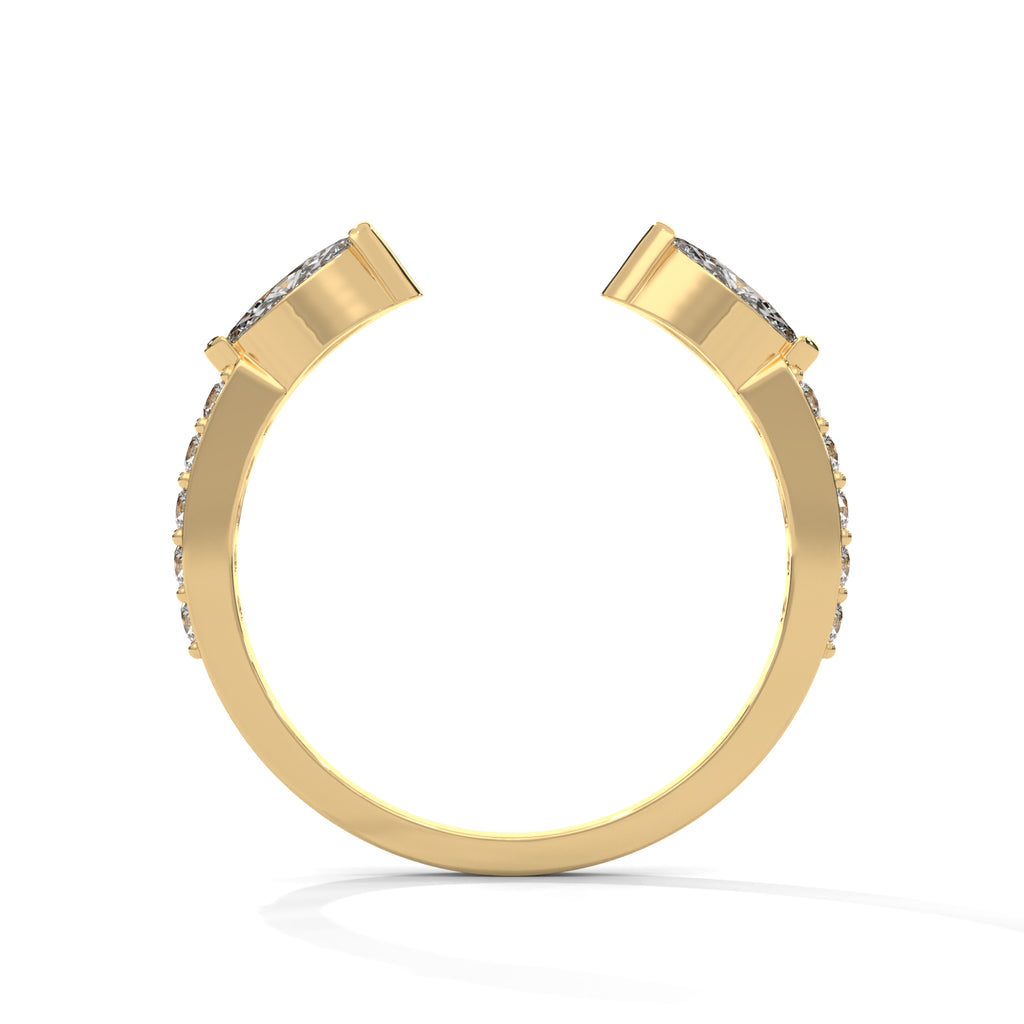 Stylish Marquise Moissanite Open Wrap Wedding Band