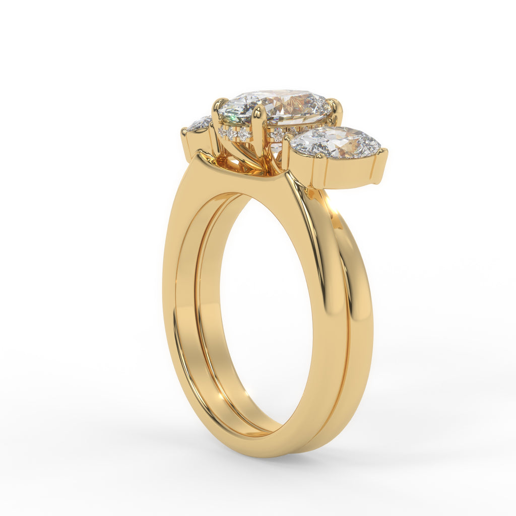 oval cut twin diamond enhancer band