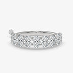 Oval moissanite half eternity band in white gold