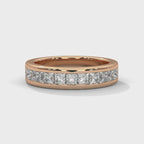 Princess Cut Moissanite Half Eternity Band with Channel Set