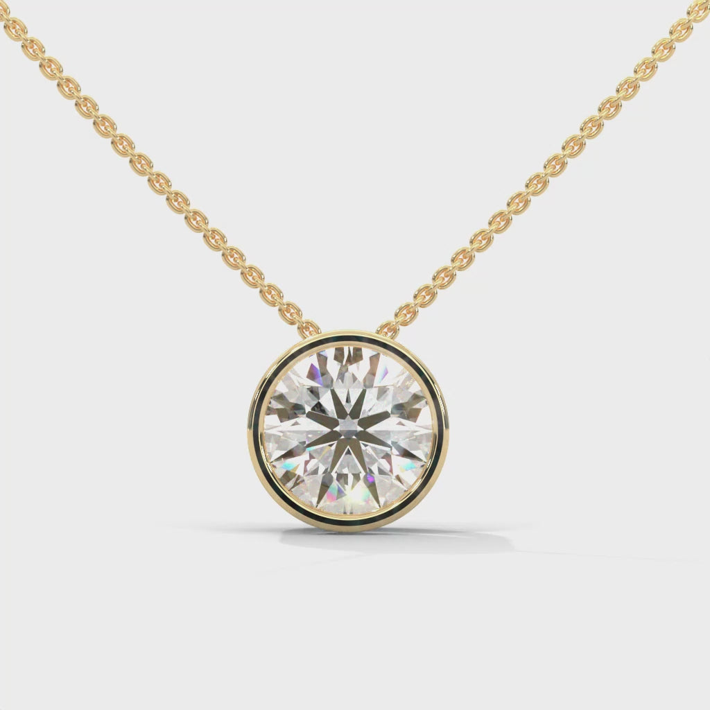Round Cut LabGrown Diamond Solitaire Pendant with Bezel Set


