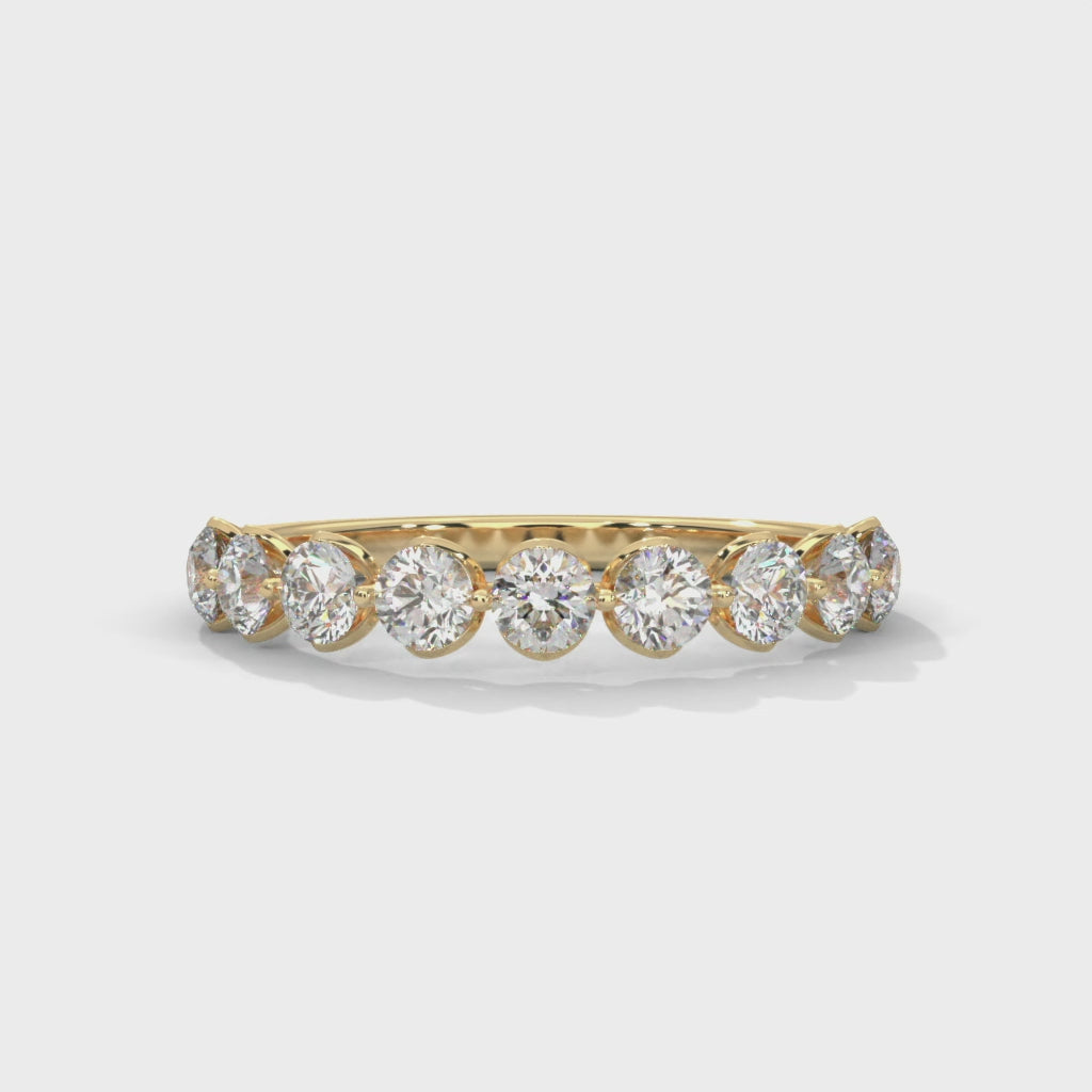 Nine Round Cut Moissanite Half Eternity Band 10K Gold

