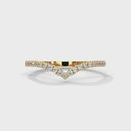 v shaped curved wedding band in 18K gold

