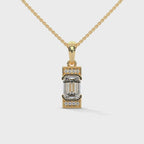 Gold Lab Created Emerald Diamond Pendant