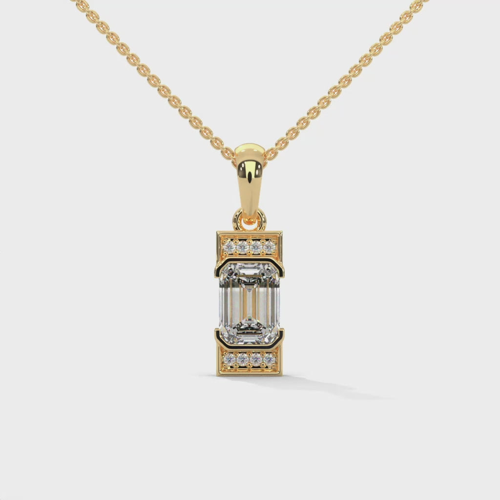 Gold Lab Created Emerald Diamond Pendant