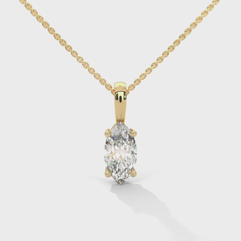 Four Prong Oval Diamond Necklace