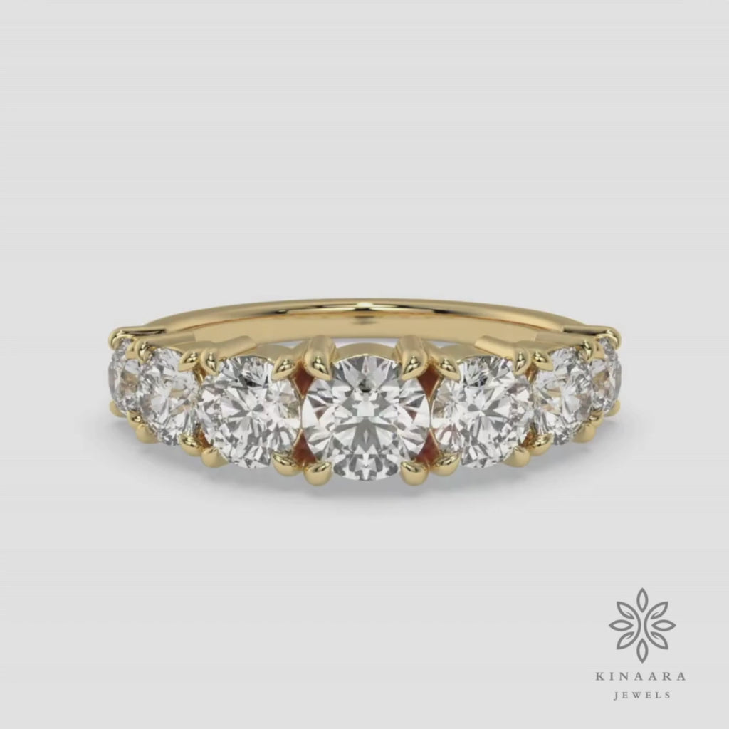 Seven Stone Round Brilliant Cut Moissanite Wedding Band5