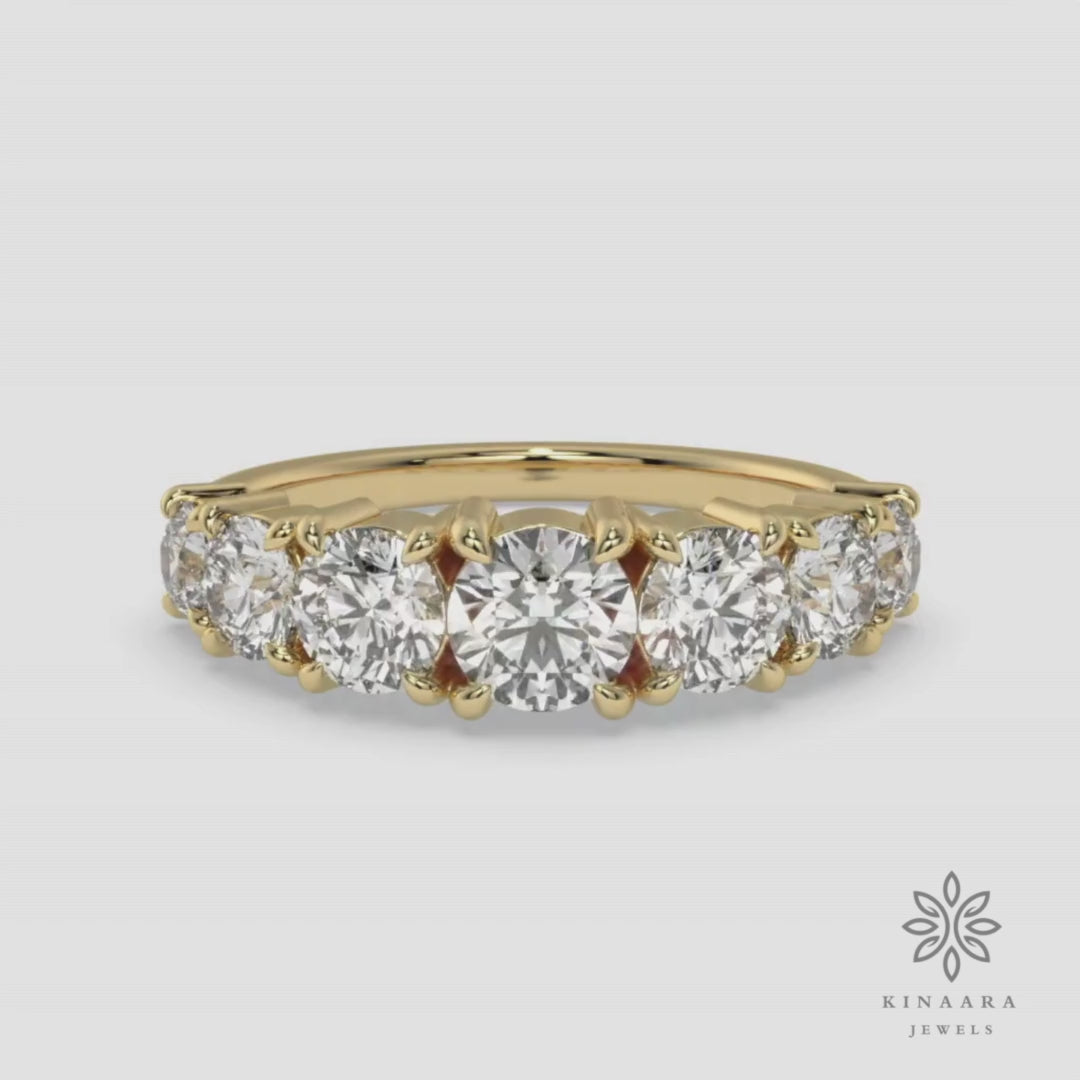 Seven Stone Round Brilliant Cut Moissanite Wedding Band5