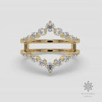 0.688 Ct Round Cut Moissanite Enhancer Wedding Ring, Guard Wedding Band