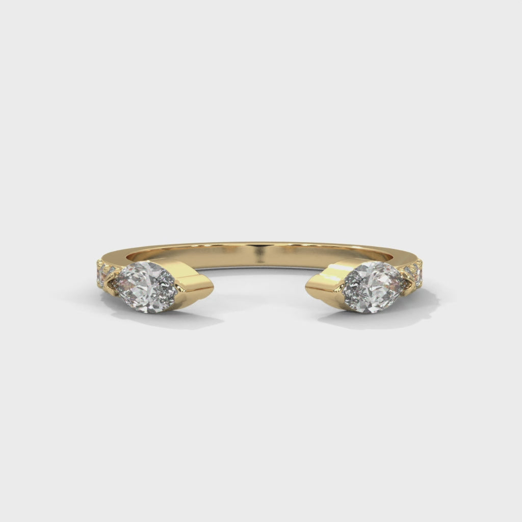 Stylish Marquise Moissanite Open Wrap Wedding Band