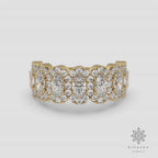 Seven Oval Shape Moissanite Halo Half Eternity Wedding Band