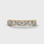 round and marquise cut moissanite half eternity band in 10K Yellow gold

