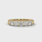 Round Cut Moissanite Five Stone Diamond Wedding Band in 10K gold

