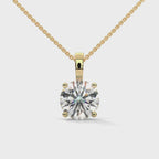 Round Cut Solitaire pendant with 4 Button Prong Setting
