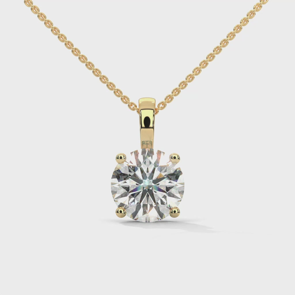 Round Cut Solitaire pendant with 4 Button Prong Setting
