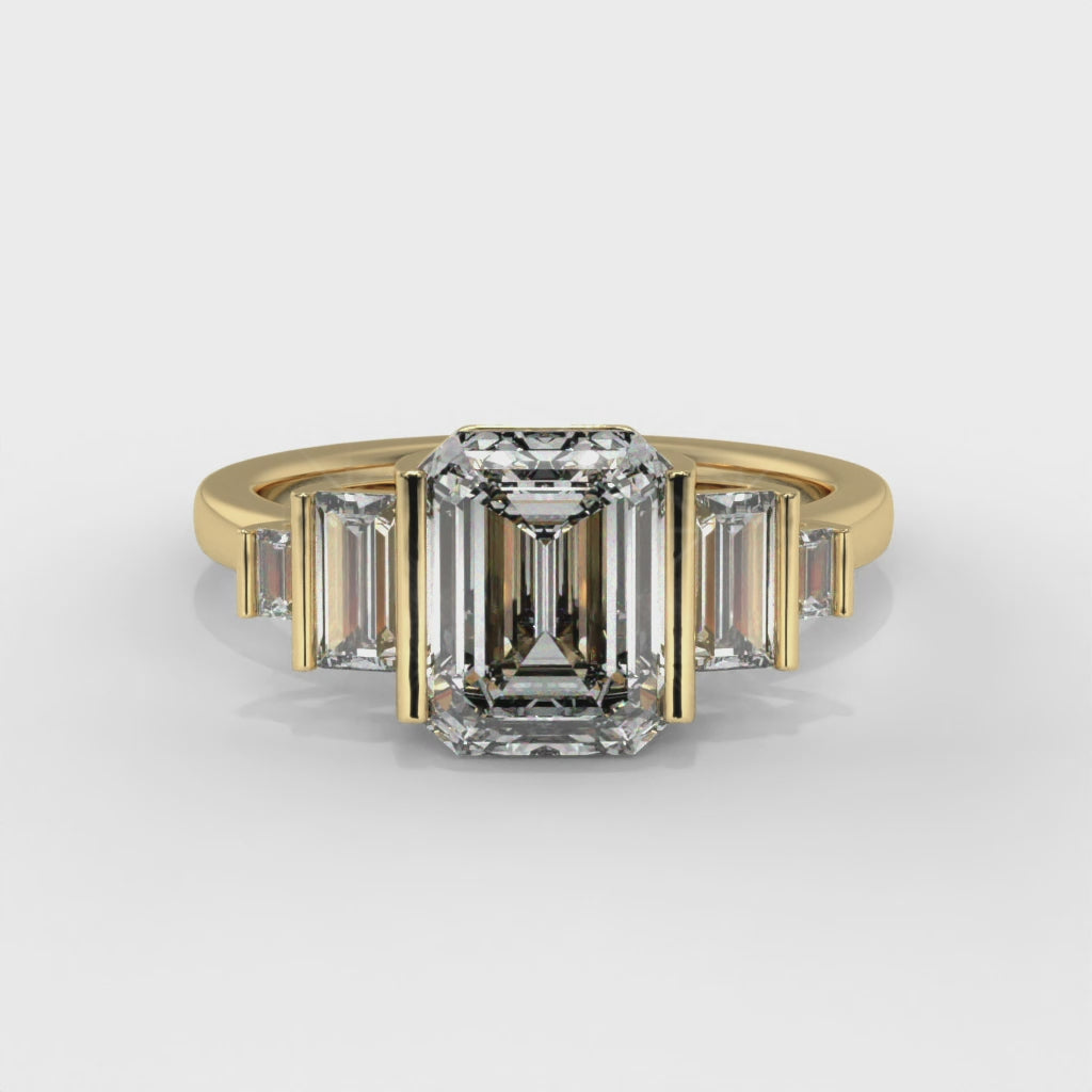Five Emerald Cut Lab Grown Diamond Engagement Ring