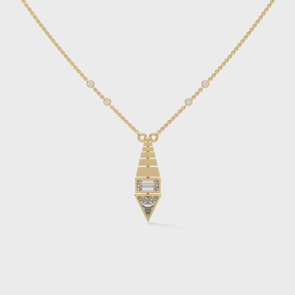 unique tie-shaped pendant witha gold chain