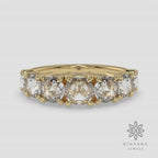 2.00 CT Round Cut Rose Cut Moissanite Wedding Band & Moissanite Half Eternity Wedding Band