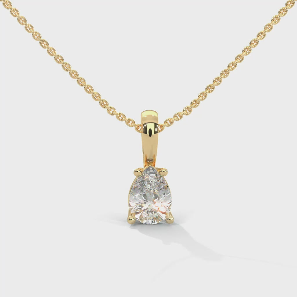 Pear Shaped Diamond Solitaire Necklace

