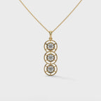 18k Gold Round Diamond Trinity Necklacee