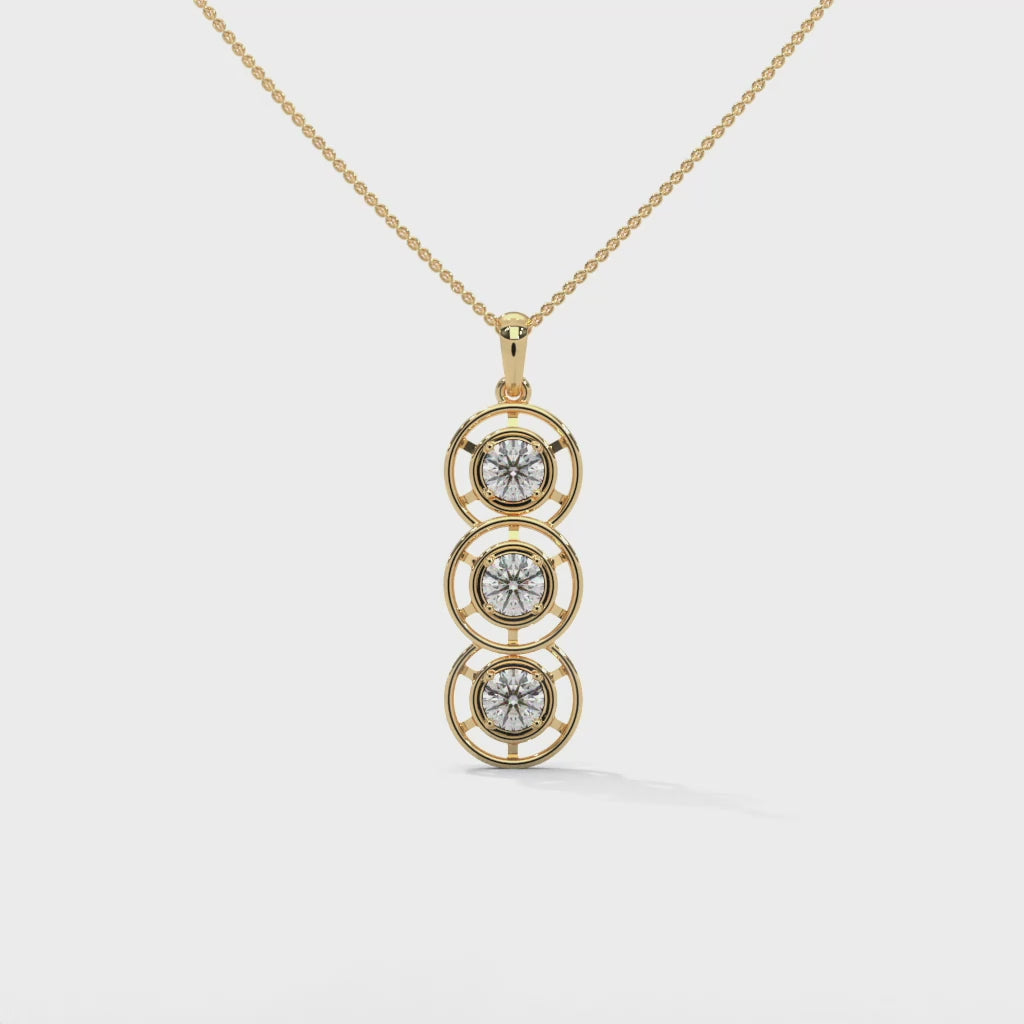 18k Gold Round Diamond Trinity Necklacee